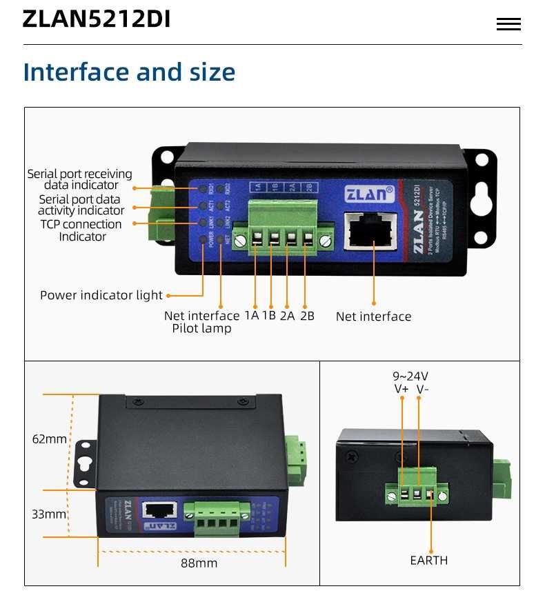 zlan5212di RS485 изолиран mqtt шлюз