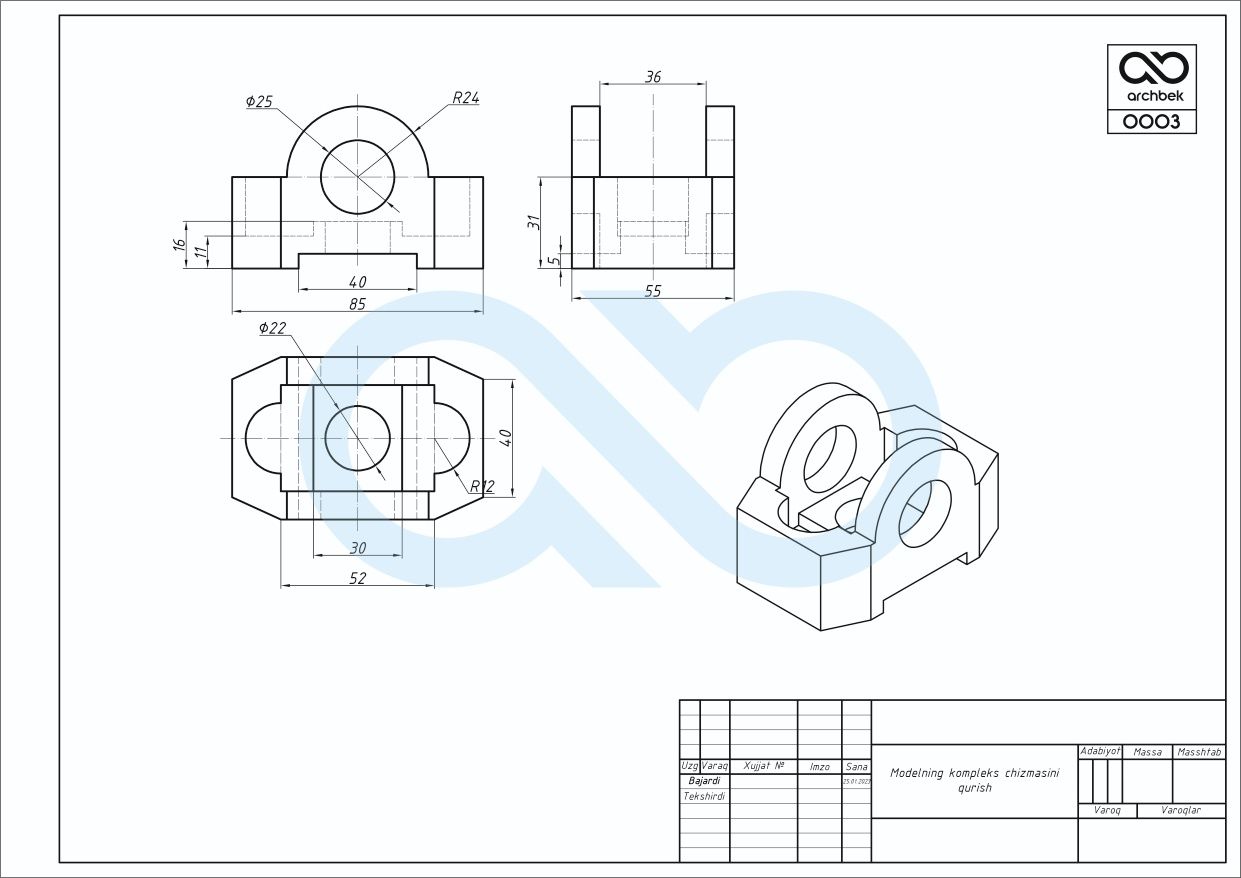 Chizma geometriya va muhandislik grafikasi fanidan topshiriqlar.