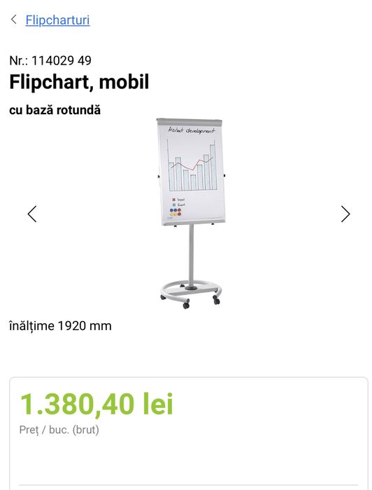Flipchart mobil, suport tabla magnetica