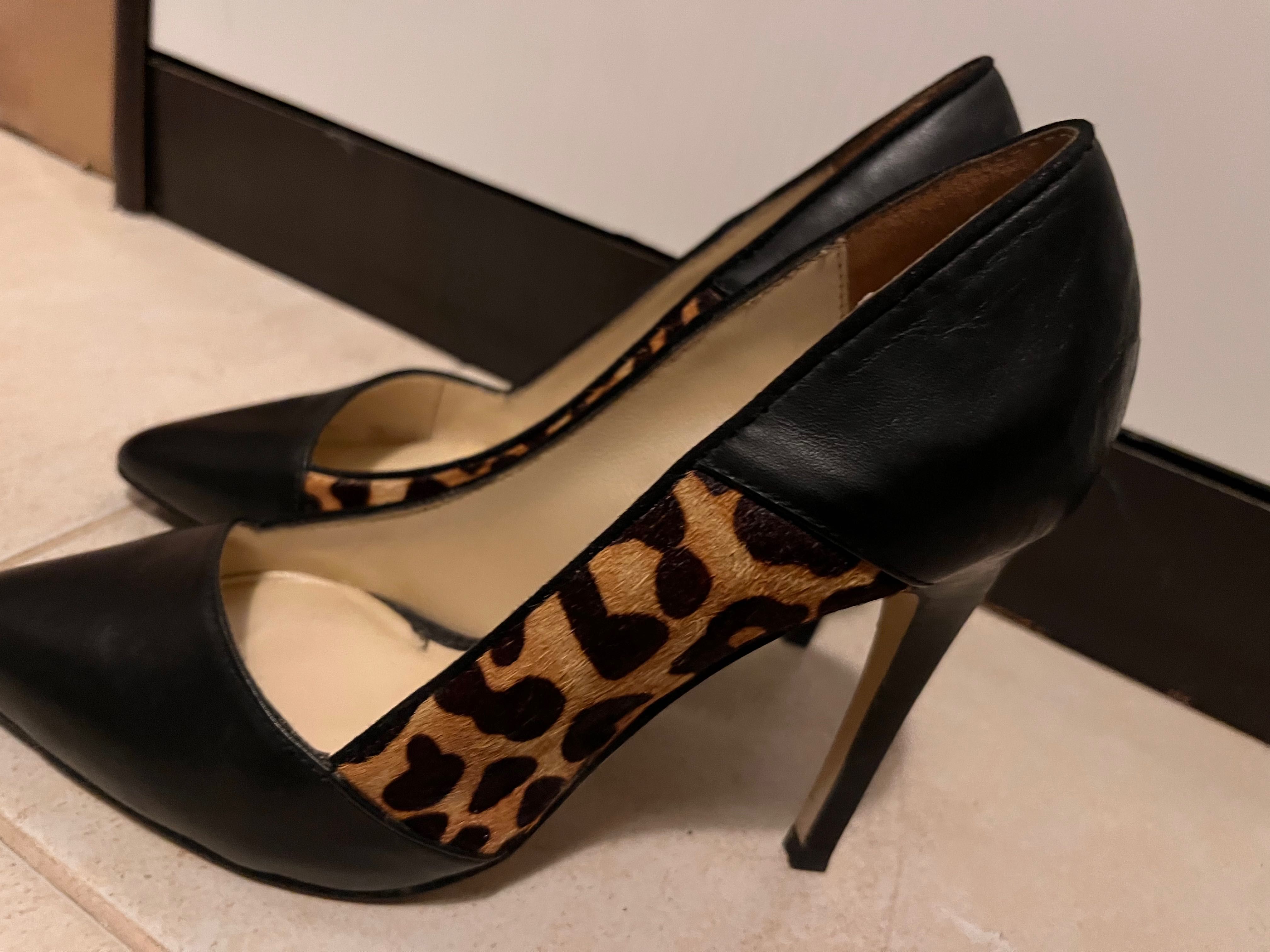 Vand pantofi stiletto, piele, negru, marimea 37, marca Karen Millen