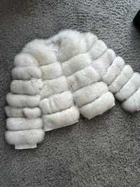 Естествен косъм лисица бяло палто елек