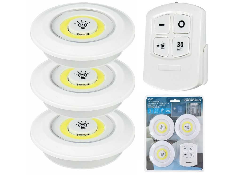 Set 3x Lampa LED Grundig, control telecomanda, alimentare cu baterii