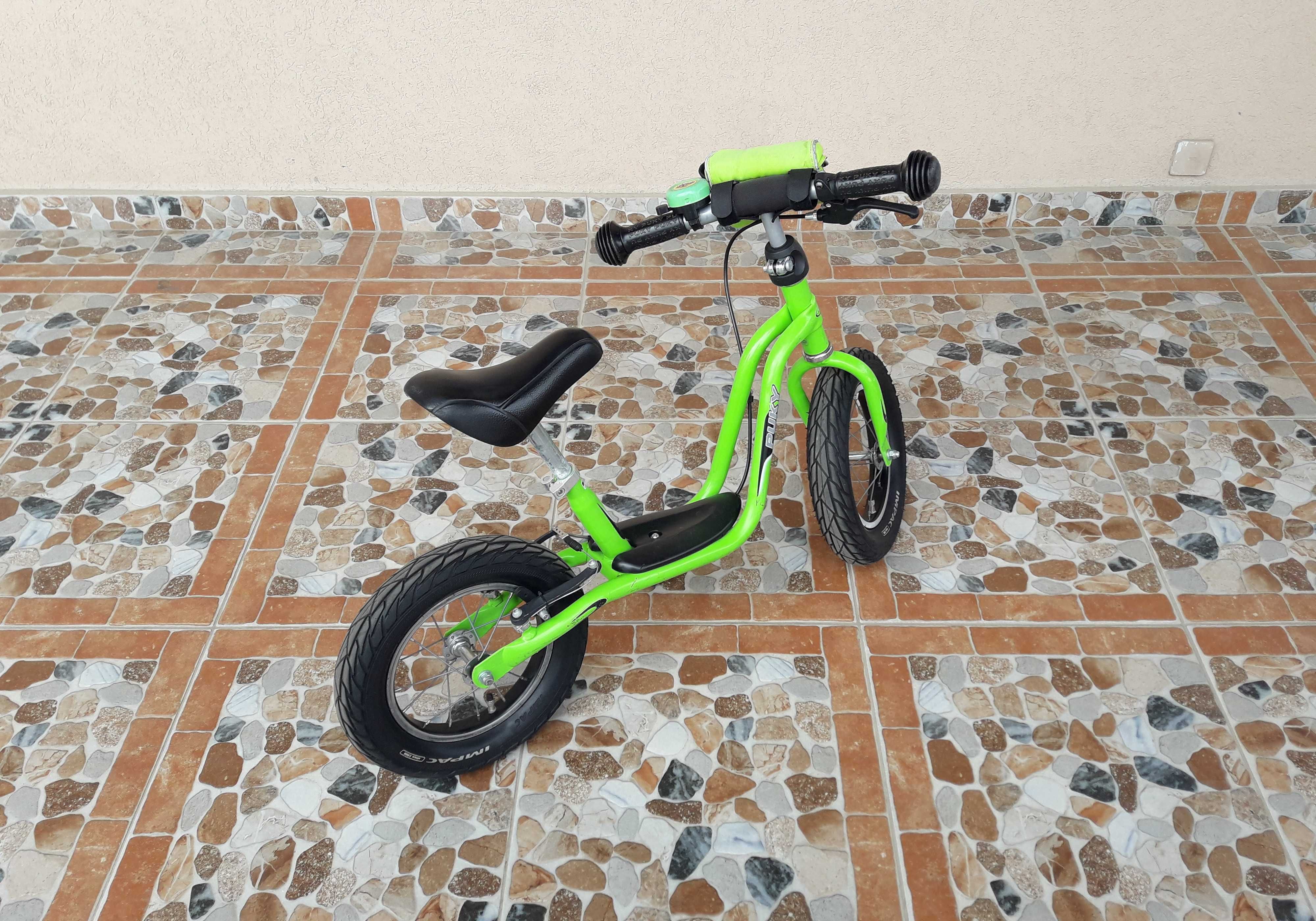 Bicicletă copii fără pedale 12’ PUKY LR XL - verde, BONUS clopot