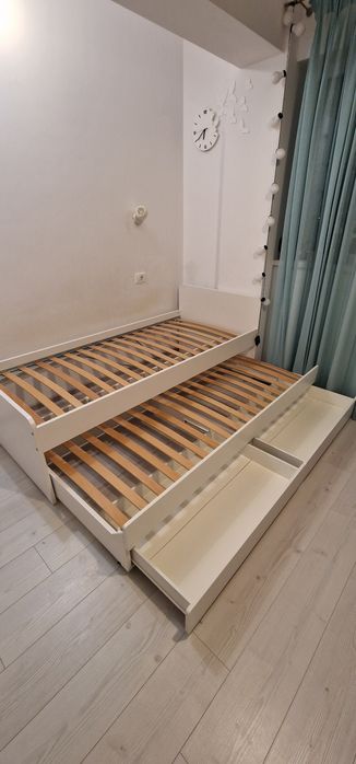 Pat extensibil IKEA Slakt – complet, 2 somiere + 2 saltele