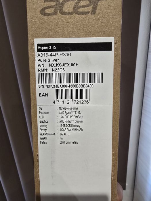 Acer Aspire 3 15gen 512/16GB