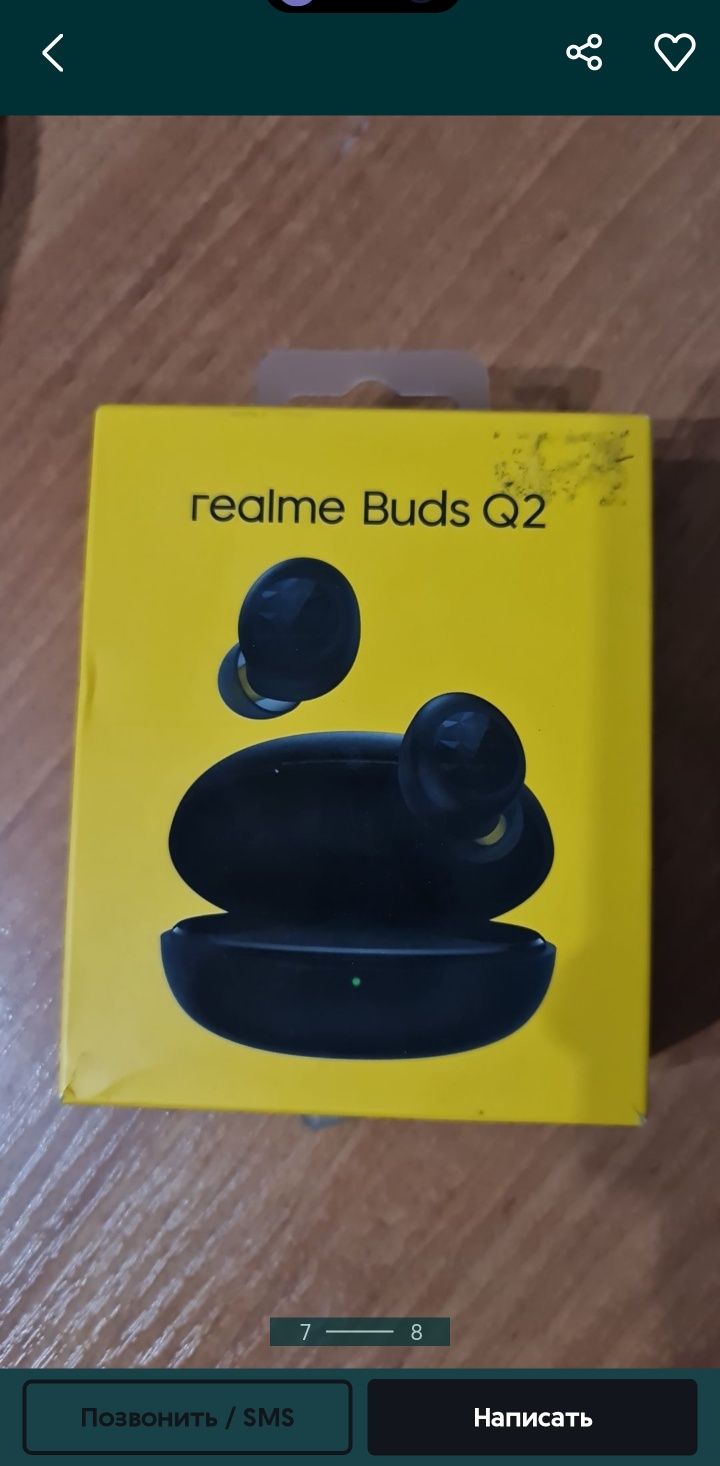 Продам беспроводные наушники не рабочие realme buds  шумоподавлением