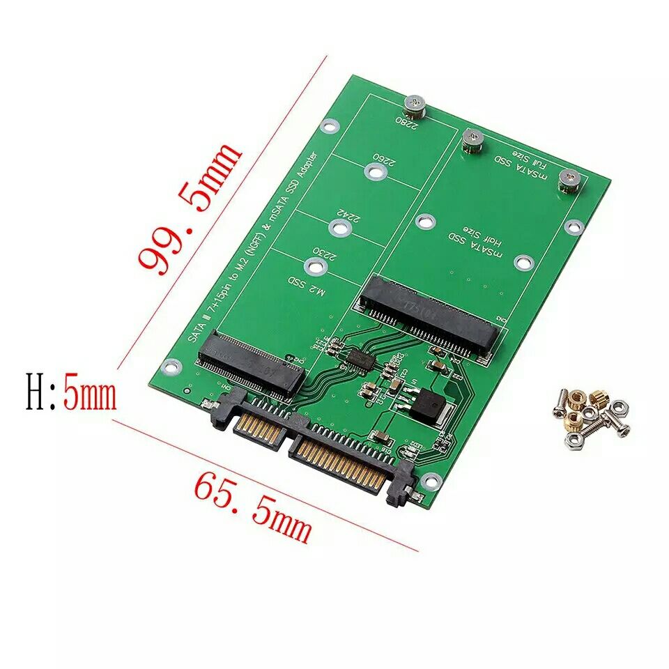 Продавам адаптор платка с 2 линии за msata и ngff m.2 SSD дискове