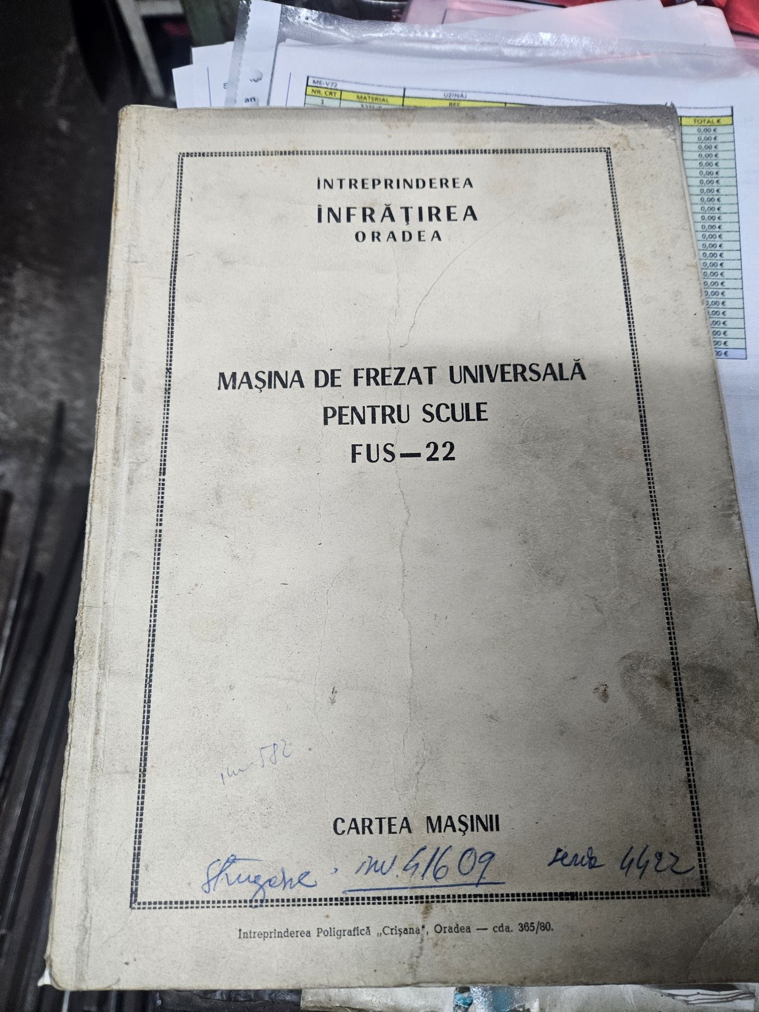 Cartea mașini FUS 22,FUS 25-32, IFU 12/200;mașina de găurit/rectificat