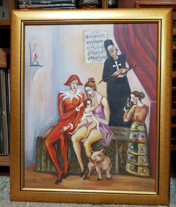 Pictură "Familie de acrobați"-R.Vasilescu