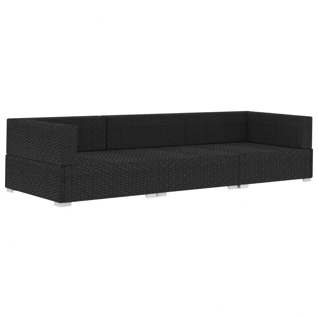 Set mobilier de gradina/terasa canapea/coltar Negru Ratan ATICO
