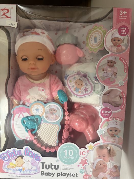 Papusa interactiva bebelus Tutu Love cu accesorii si 10 sunete