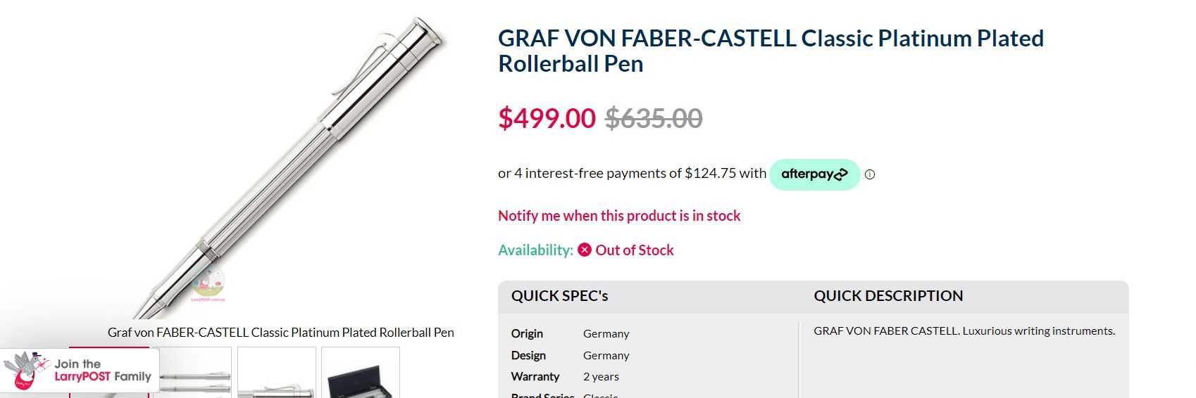 Roller Graf von Faber-Castell Classic Platinum-plated