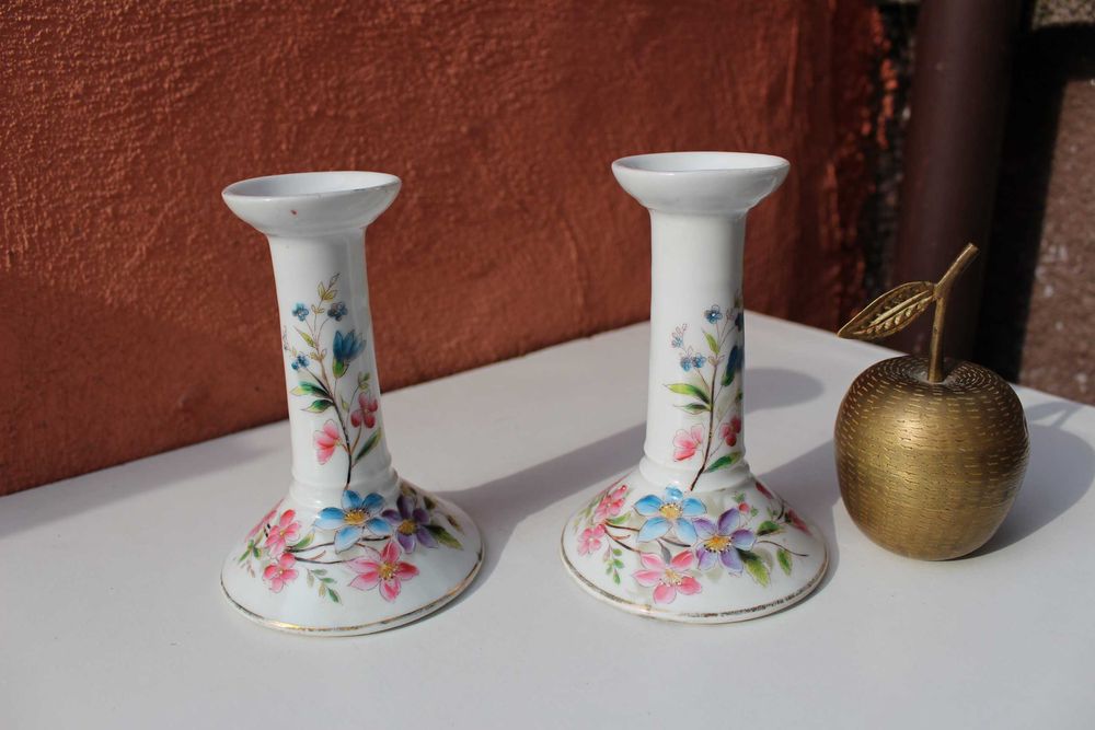 Set suport lumanari portelan - ANGLIA, cca 1920-1930