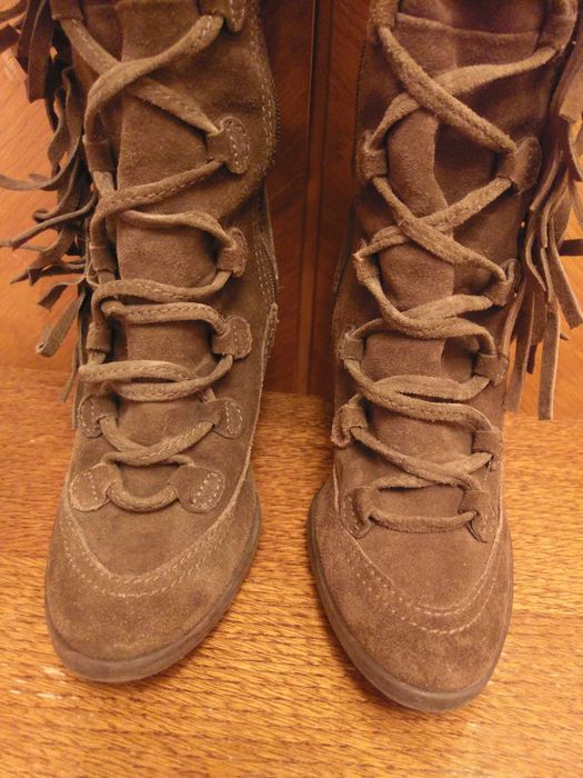 cizme toc pana la genunchi piele intoarsa maro, marime 37