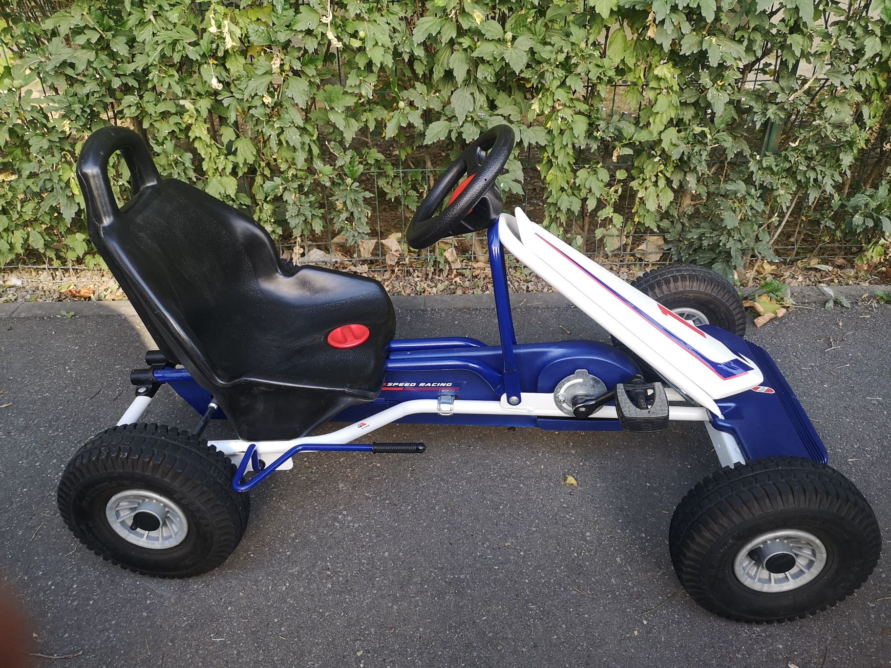 Cart/Kart cu pedale pentru copii PUKY F600 L 5-10 ani alb/albastru