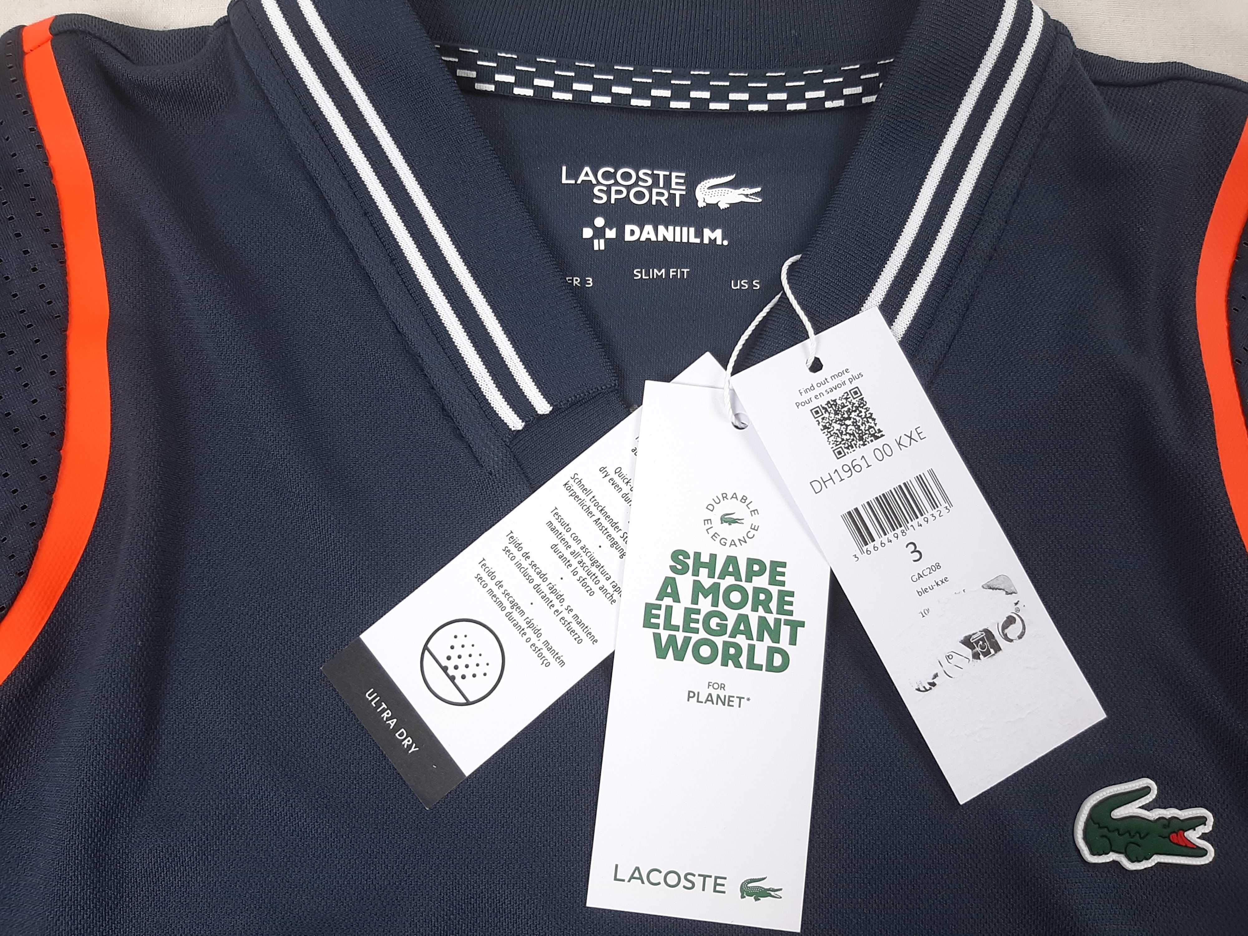 Lacoste Tennis x D. Medvedev - Оригинална мъжка тениска с яка р-р S