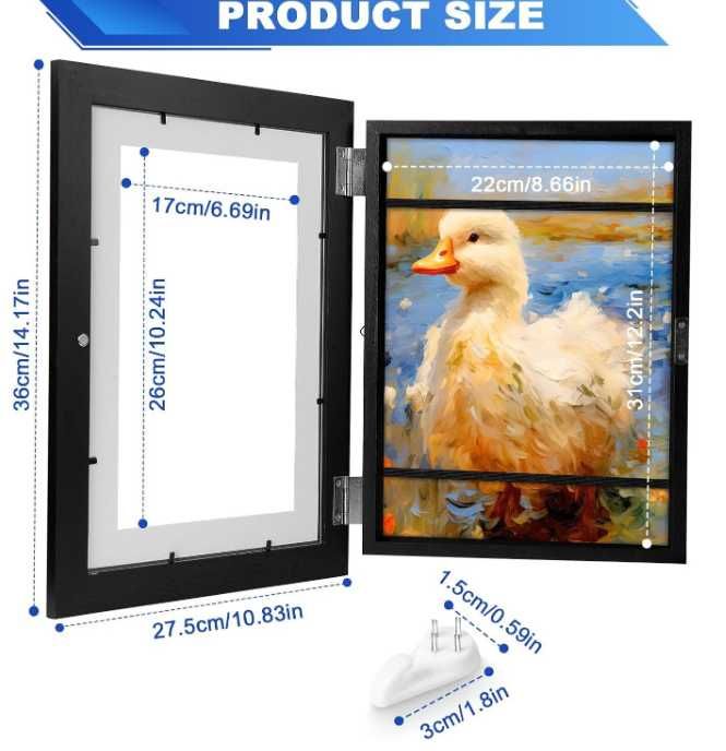 Rama foto Aolso, A4, lemn, capacitate 150 foi, magnetica, neagra