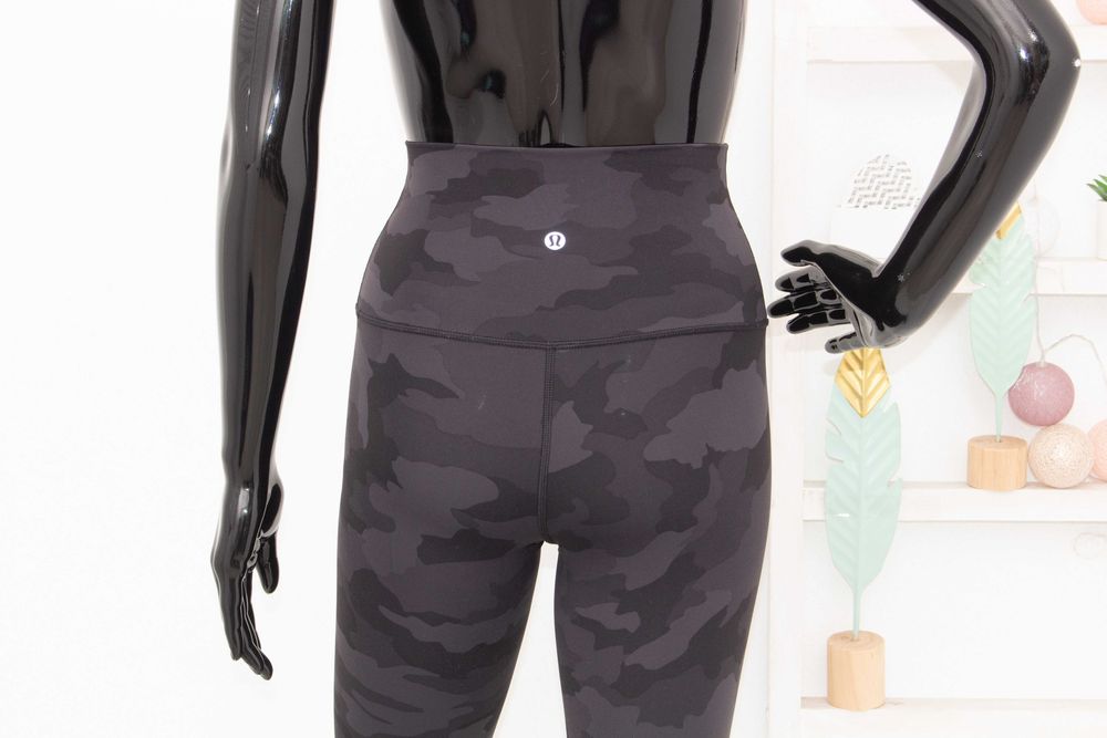 Lululemon Wunder оригинален дамски клин черен камофлаж висока талия XS