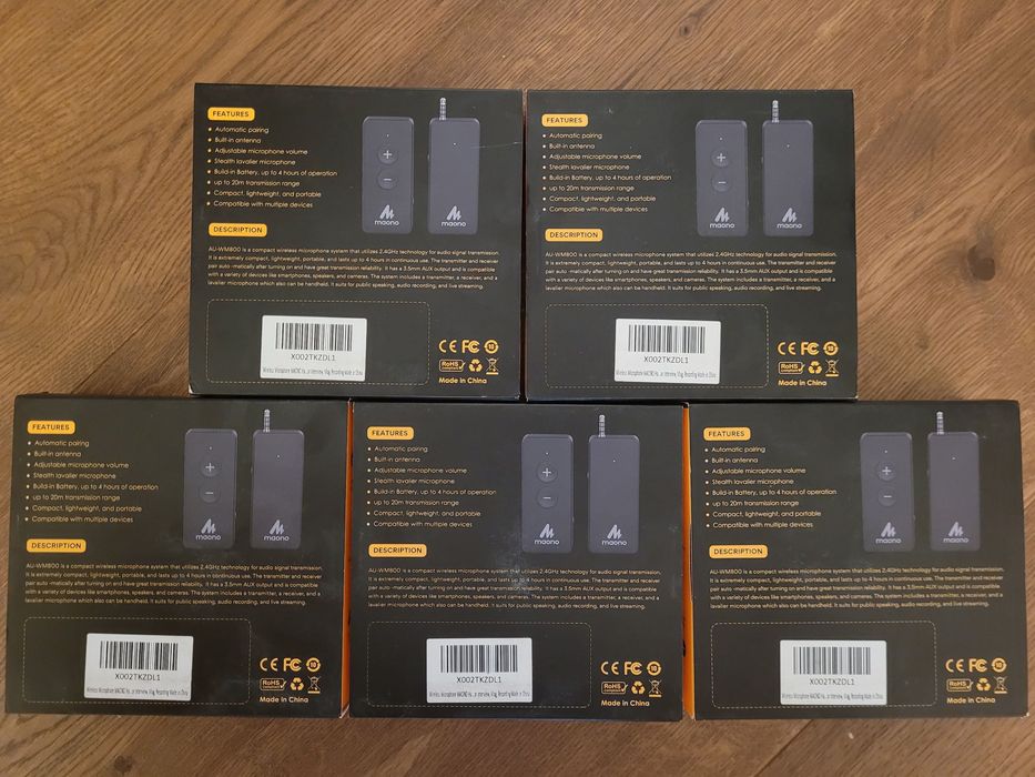 5 Maono Mini Wireless Microphone System AU- WM800 Lavaliera Lot - NOU