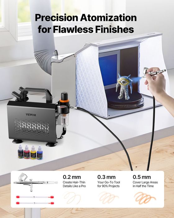 Kit Airbrush Profesional,1/6 CP,3 Duze,Pictura,Nail Art