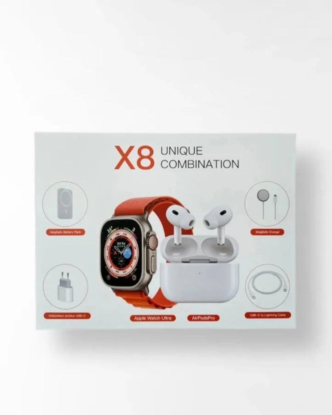 Smart watch X8 ultra , airpods pro , powerBank