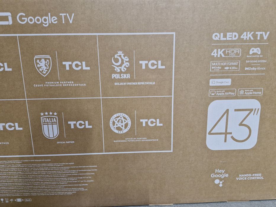 Televizor QLED TCL 43T7B, 108 cm, Smart Google TV, 4K Ultra HD