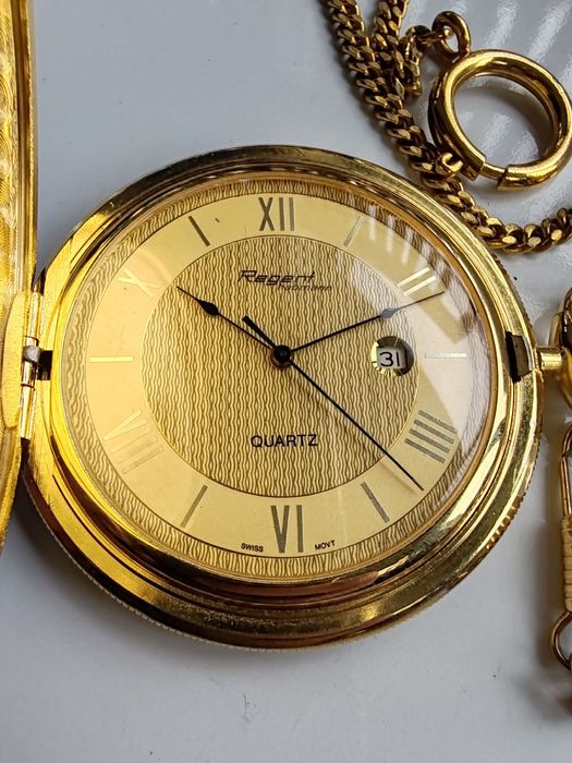 Ceas de buzunar Regent Habmann Placat cu aur Quartz 50 mm