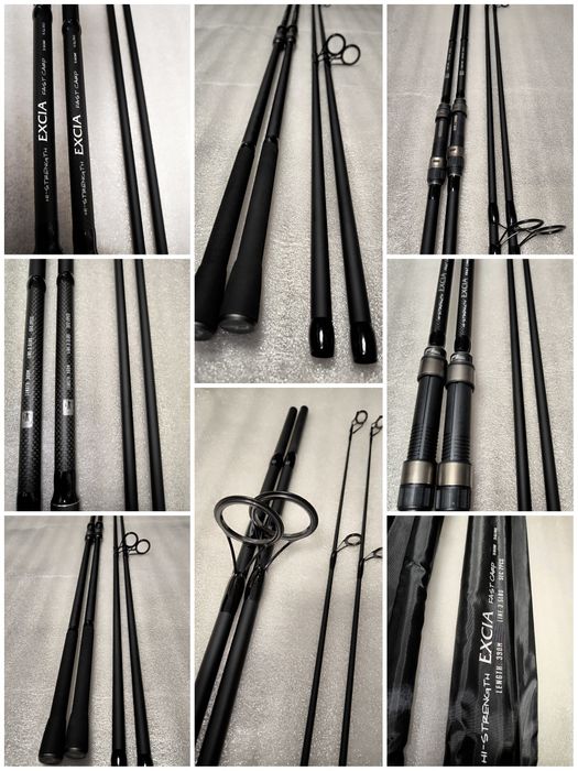SET 2 Lansete FL EXCIA 3.90m 3.5lbs 2seg +  2 Mulinete Eastshark 10000