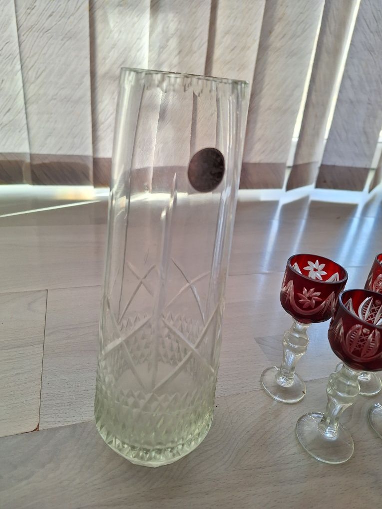 Vaza și set pahare cristal Bohemia