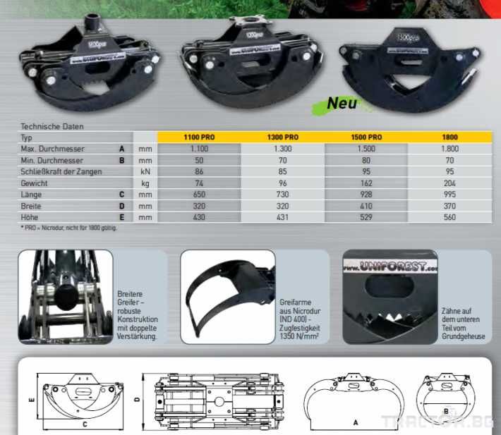 Щипка за дърва, грайфер UNIFOREST 1500R - нов с гаранция.