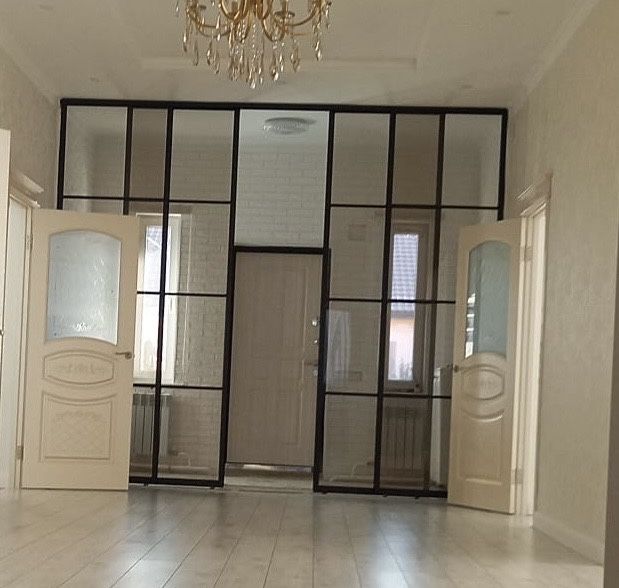стеклянная перегородка Loft , черная рама , перегородка стекляннаяloft