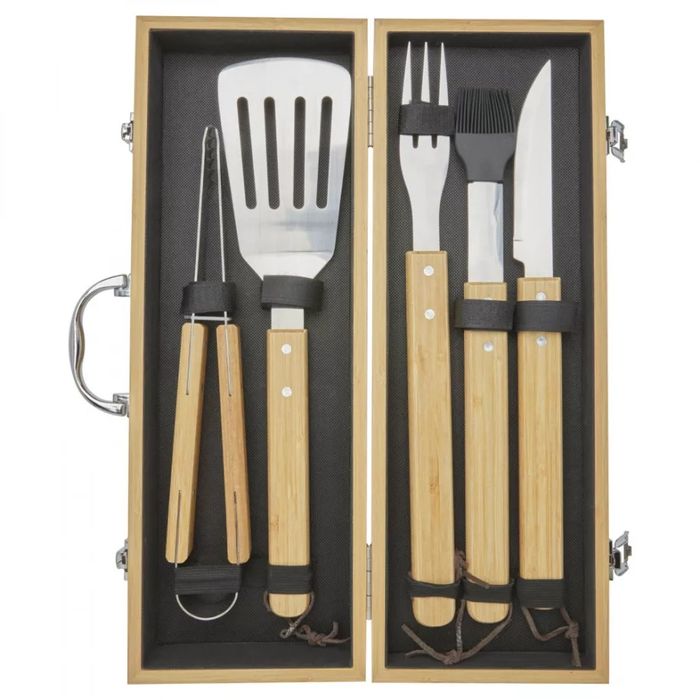 Set 5 ustensile gratar, Seasons, 22FEB1476, 46x7.4x16.2 cm,Otel bambus