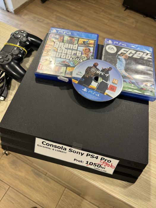 consola Sony PS4 Pro 1Tb + jocuri, 1 maneta Garantie 6 luni