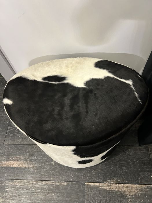 Scaun piele alb cu negru