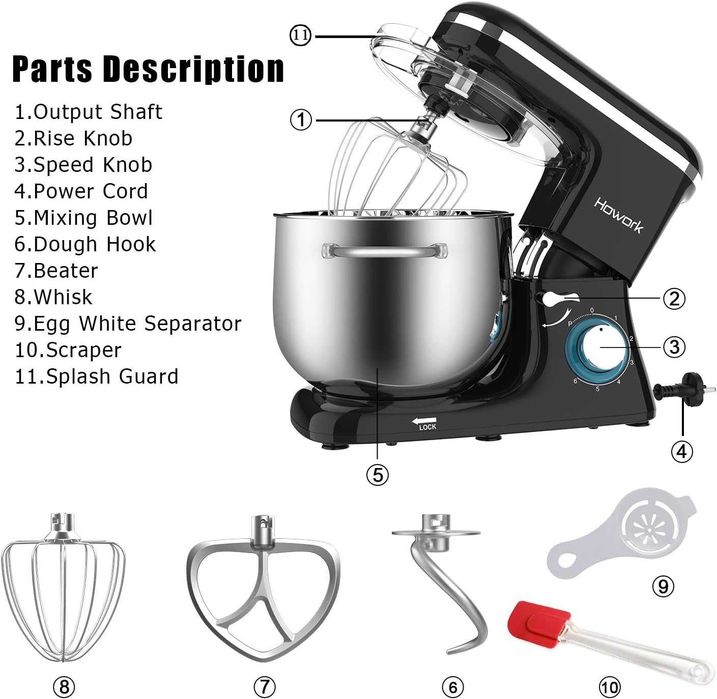Mixer bucatarie Profesional cu Bol 1500W 8L 6vitz, REDUS de la 1380RON