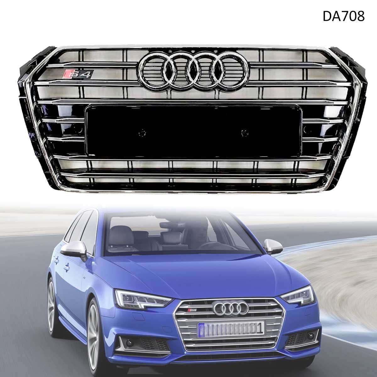Предна решетка Sline S4 Audi A4 B9 16-19 Хром сив грил броня ауди
