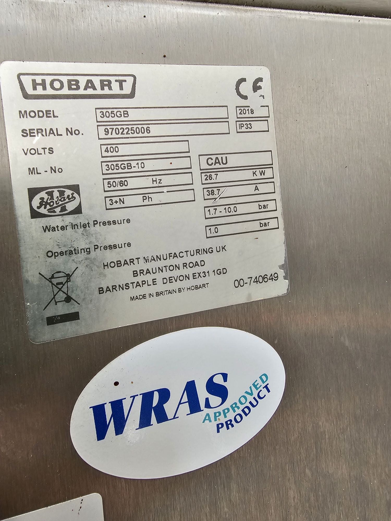 Hobart Bonnet 305GB-10,3x1/1GN,конветомат на пара 3100лв,2020г