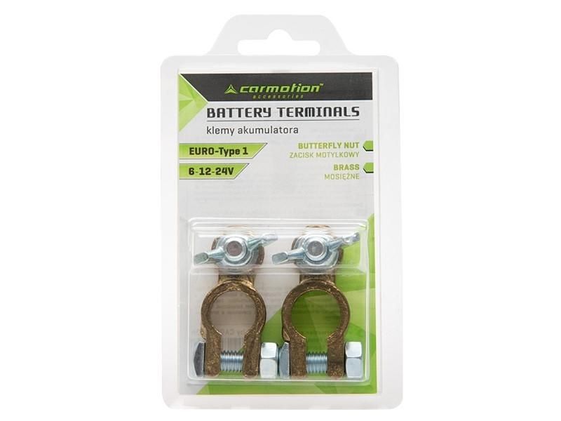 клеми за акумулатор carmotion, месингови, гайка тип пеперуда, ...