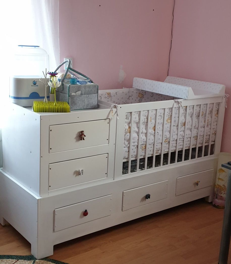 Vand pat 3 in 1 - pat bebelusi/tarc/pat copii din lemn de frasin