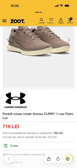 Under Armour sneakers Curry 1 Low FloTro Lux basketball