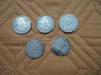 Български сребърни царски монети-5бр