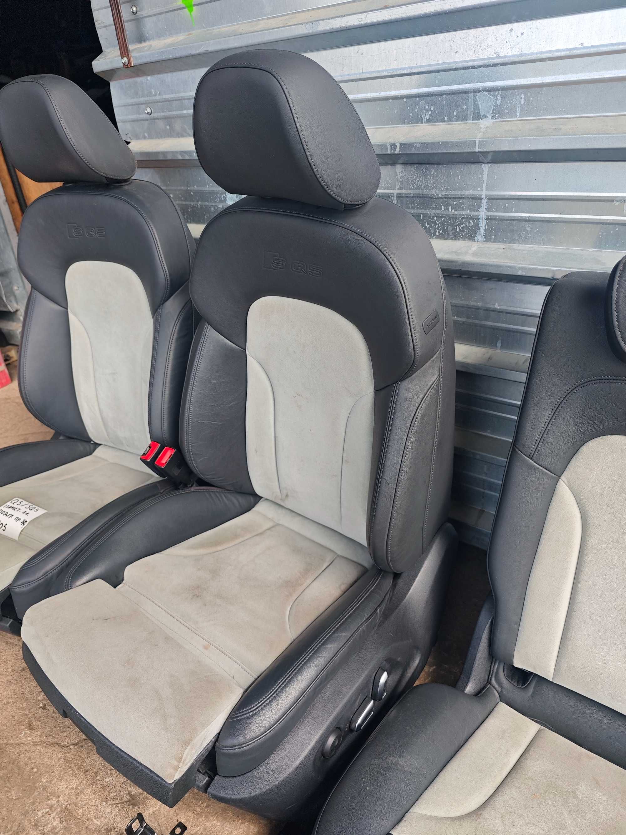 Кожен салон Audi SQ5 Q5 черна кожа и сива алкантара подгрев и Ел N805