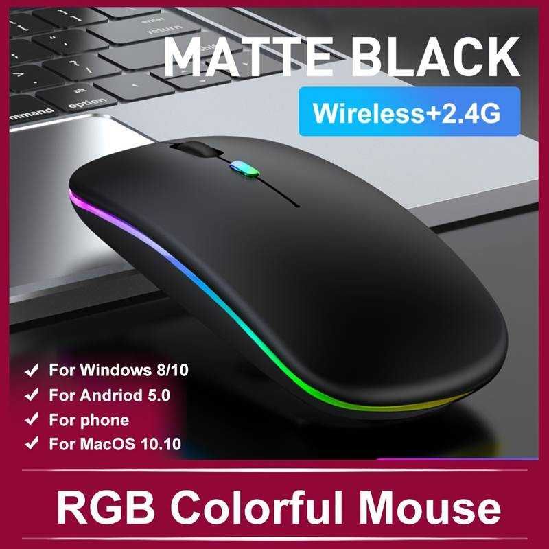 Mouse Wireless Reîncărcabil USB, Silențios Cu Iluminare RGB