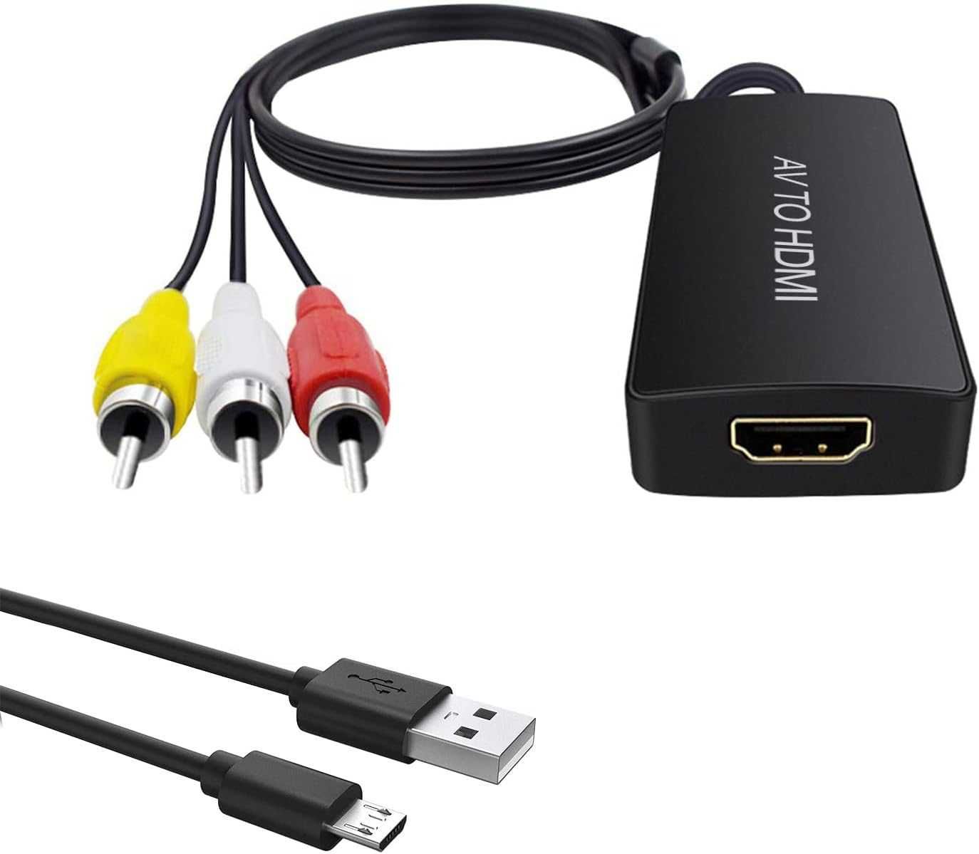 Dingsun RCA към HDMI конвертор, AV към HDMI,Поддържа HDMI 1080p / 720p