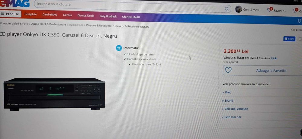 CD Mp3 Onkyo DX-C390 Cu Telecomanda