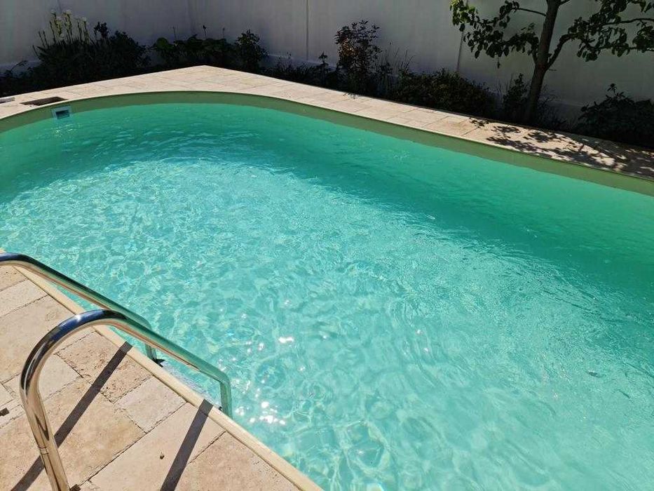 Piscina cu perete metalic 8x4.16x1.50 m si liner PVC Gri