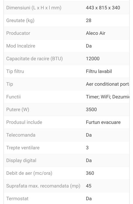 Aer condiționat portabil Alecoair