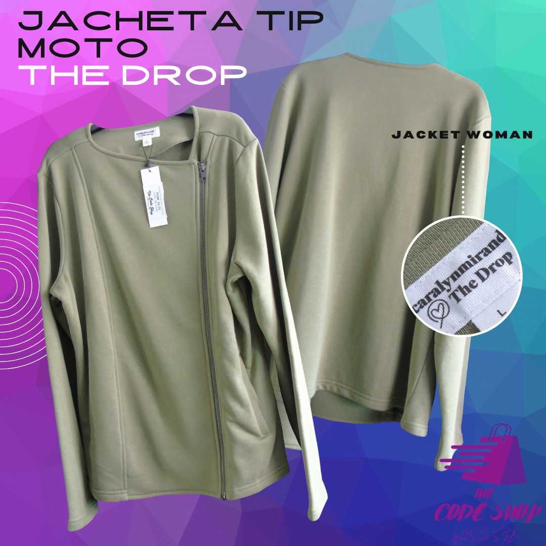 Jacheta Dama tip Moto The Drop olive green