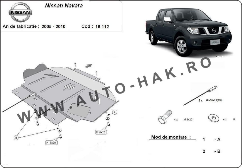 Scut motor metalic Frontal Nissan Navara 2005-2015