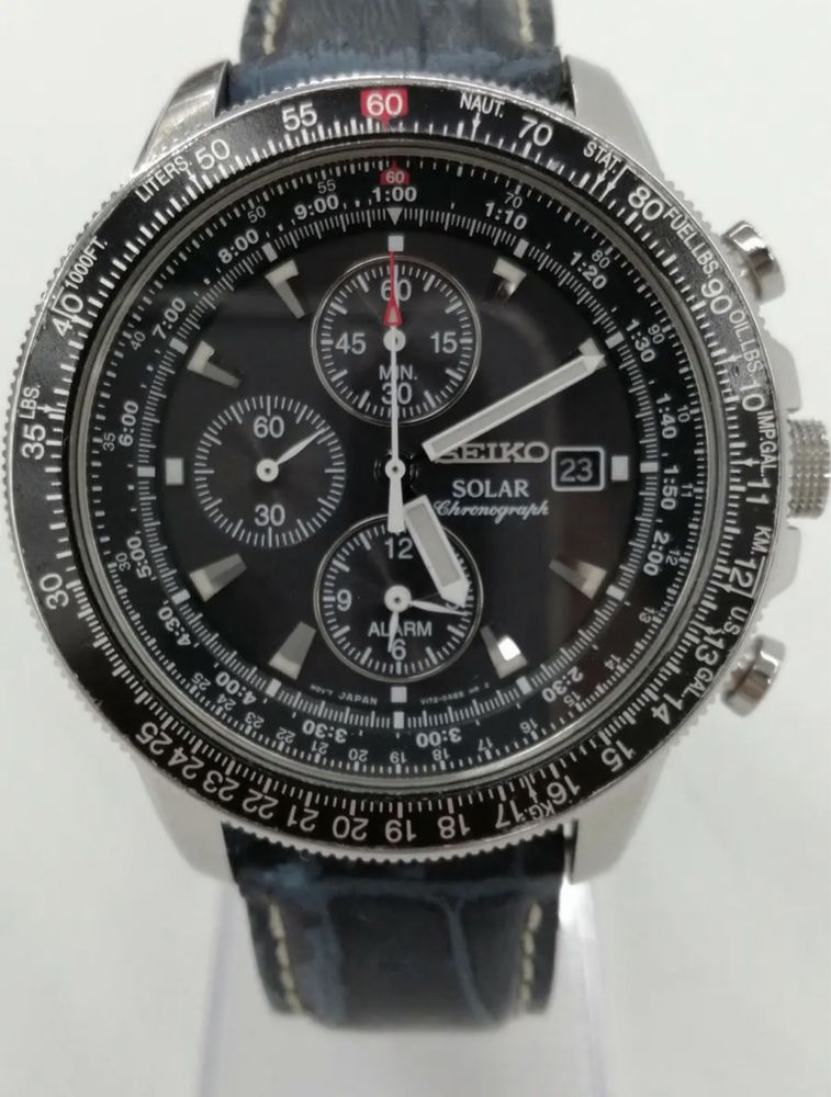 Seiko Pilots Solar Chronograph Mens Watch